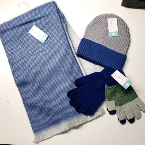 Other - 4 Piece Winter Wearables Bundle Set, Blue - Scarf, Hat, 2 Gloves